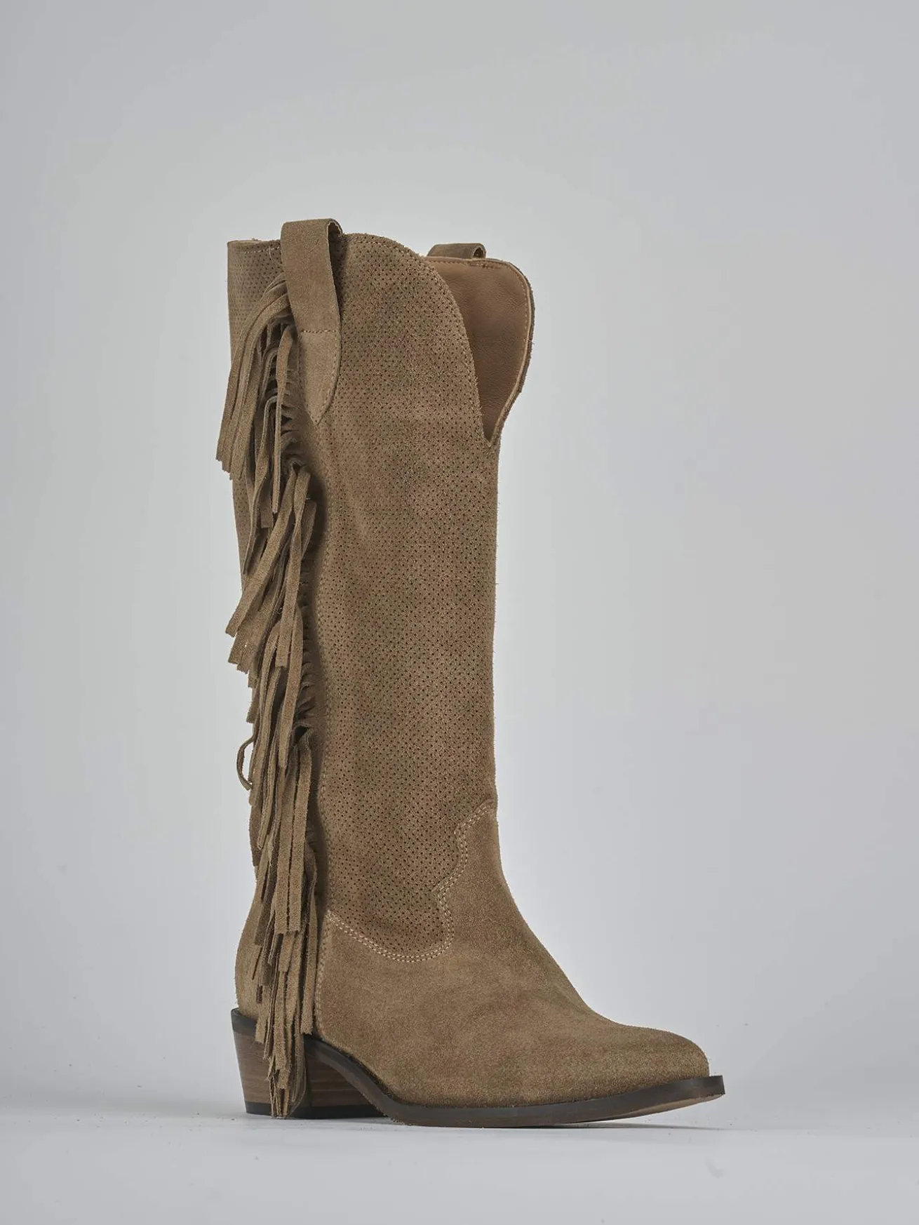 Stivali tacco 4cm camoscio marrone