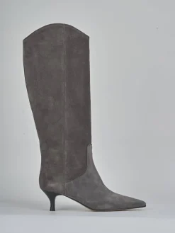 Stivali tacco 5cm camoscio grigio