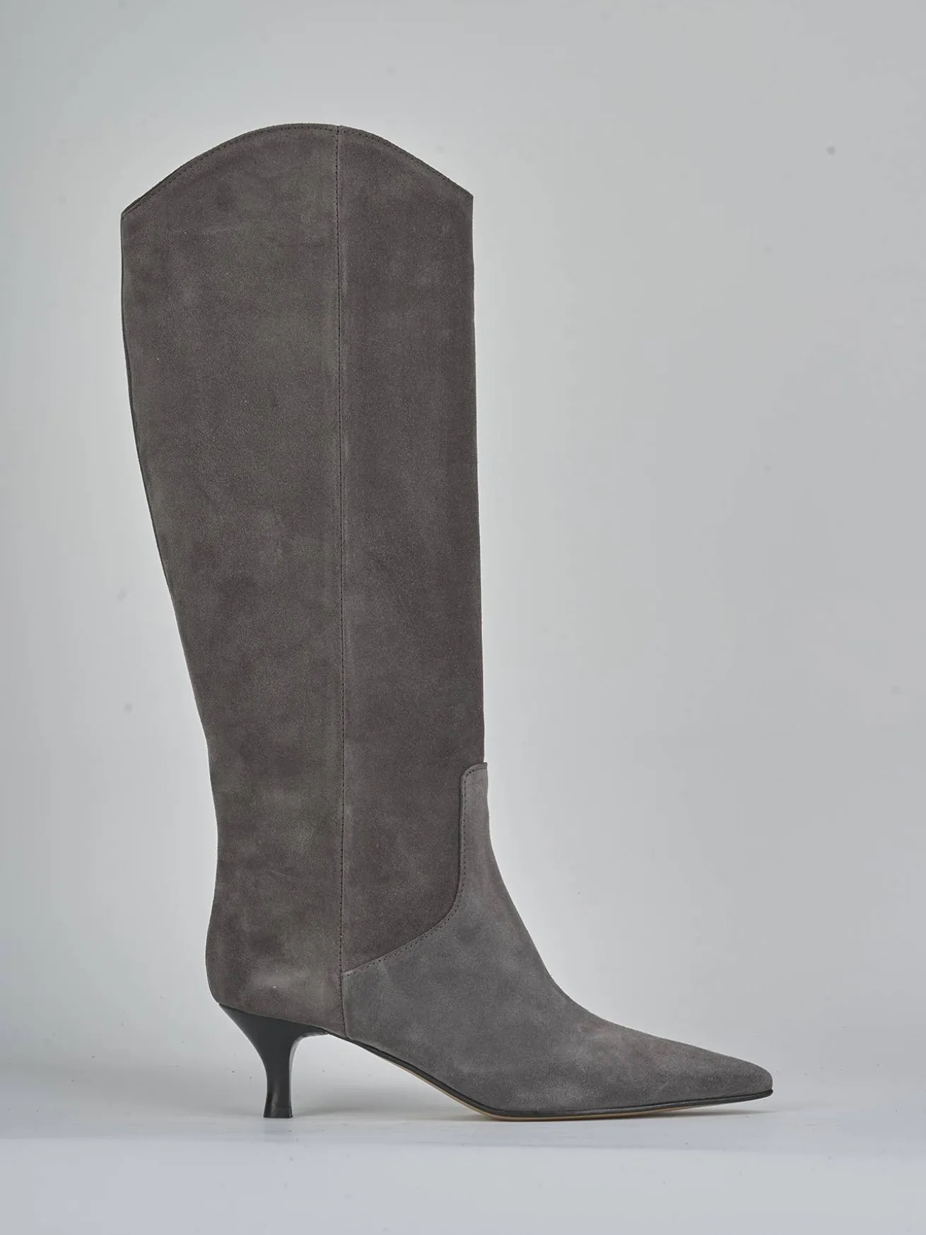 Stivali tacco 5cm camoscio grigio