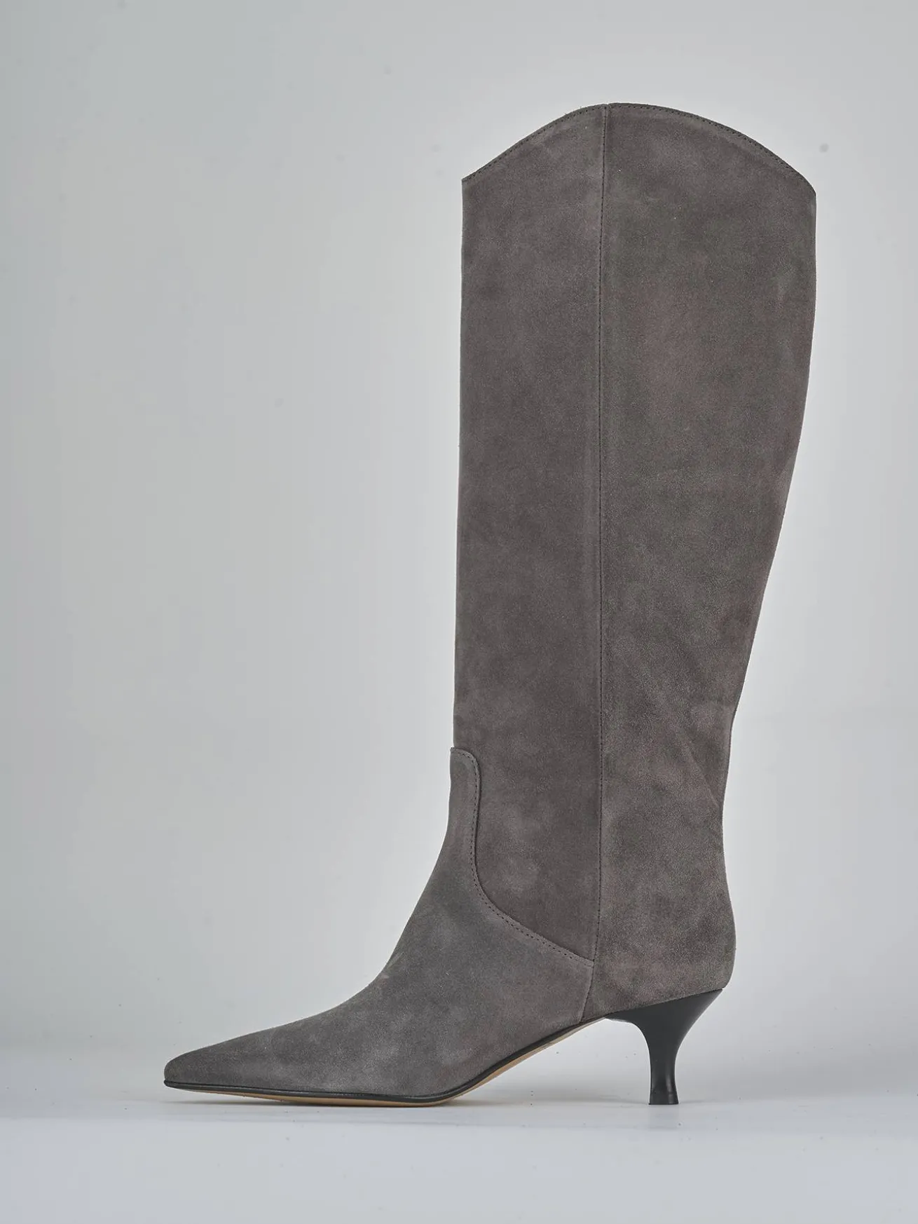 Stivali tacco 5cm camoscio grigio