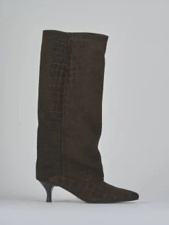 Stivali tacco 6cm camoscio testa