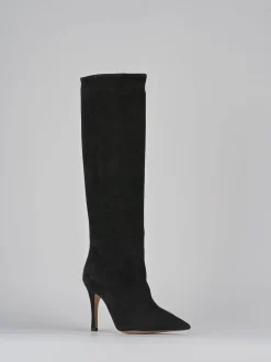 Stivali tacco 9cm camoscio nero