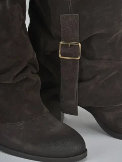 Stivali tacco 8cm camoscio testa