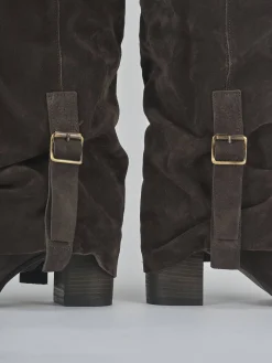 Stivali tacco 8cm camoscio testa