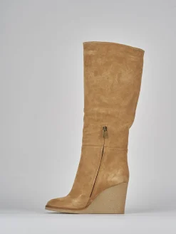 Stivali tacco 8cm camoscio marrone