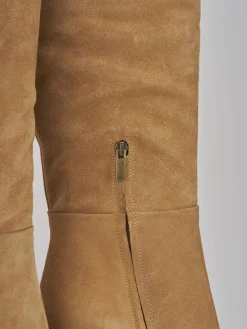 Stivali tacco 8cm camoscio marrone