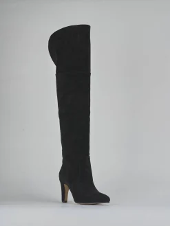 Stivali tacco 8cm camoscio nero