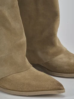 Stivali tacco 2cm camoscio marrone