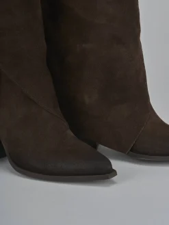 Stivali tacco 8cm camoscio testa