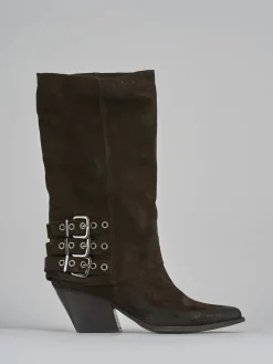 Stivali tacco 7cm camoscio testa