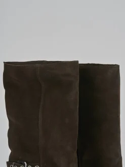 Stivali tacco 7cm camoscio testa