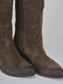 Stivali tacco 8cm camoscio testa