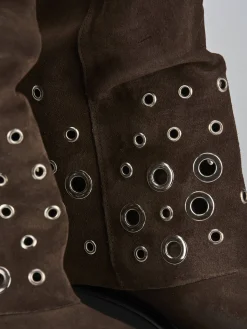 Stivali tacco 1cm camoscio testa