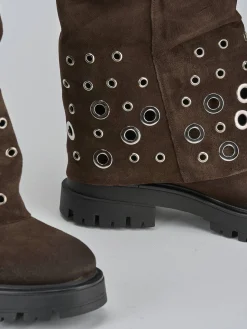 Stivali tacco 1cm camoscio testa