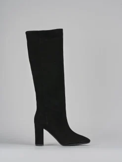 Stivali tacco 9cm camoscio nero