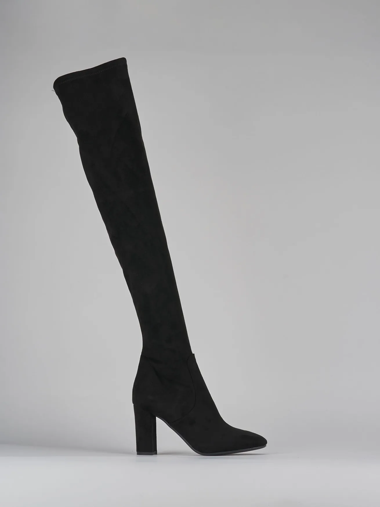 Stivali tacco 9cm camoscio nero