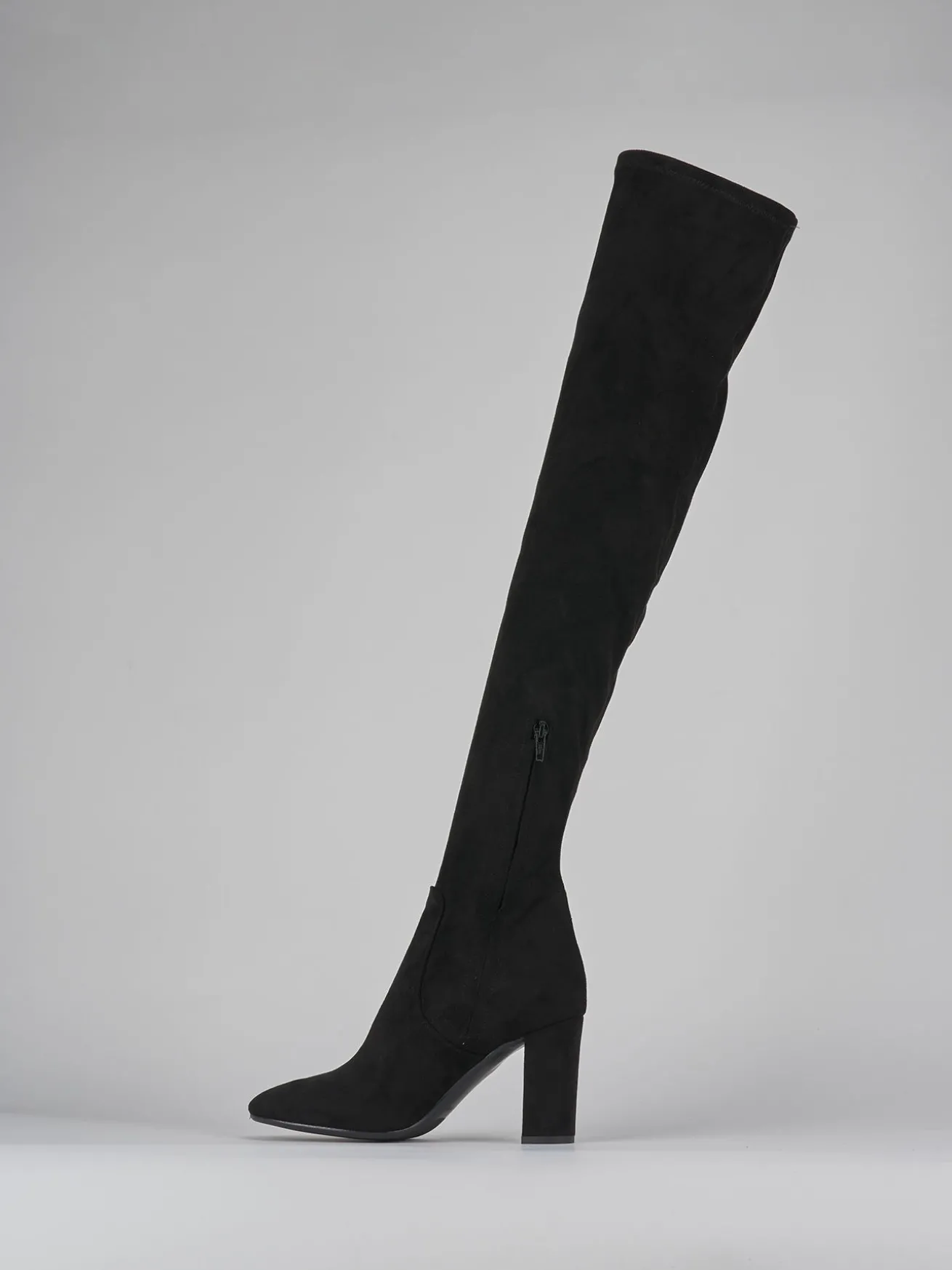 Stivali tacco 9cm camoscio nero