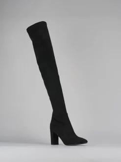 Stivali tacco 9cm camoscio nero