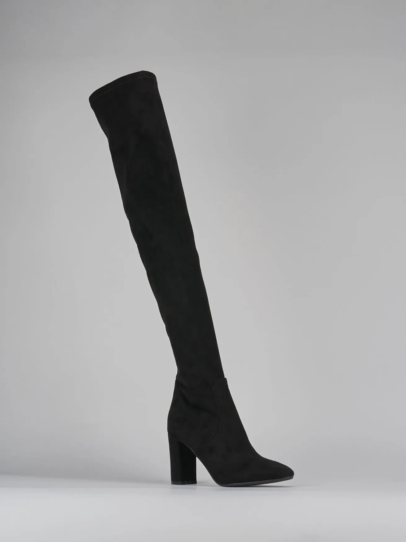 Stivali tacco 9cm camoscio nero