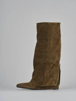 Stivali tacco 9cm camoscio marrone