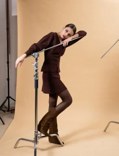 Stivali tacco 9cm camoscio marrone