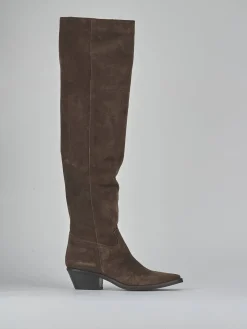 Stivali tacco 4cm camoscio testa