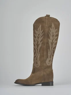 Stivali tacco 2cm camoscio beige