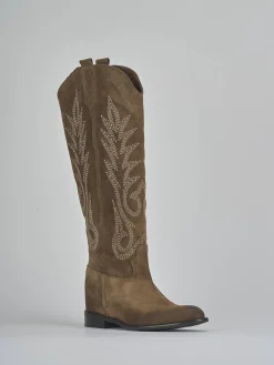 Stivali tacco 2cm camoscio beige