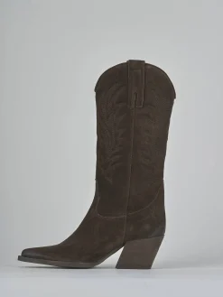 Stivali tacco 5cm camoscio testa