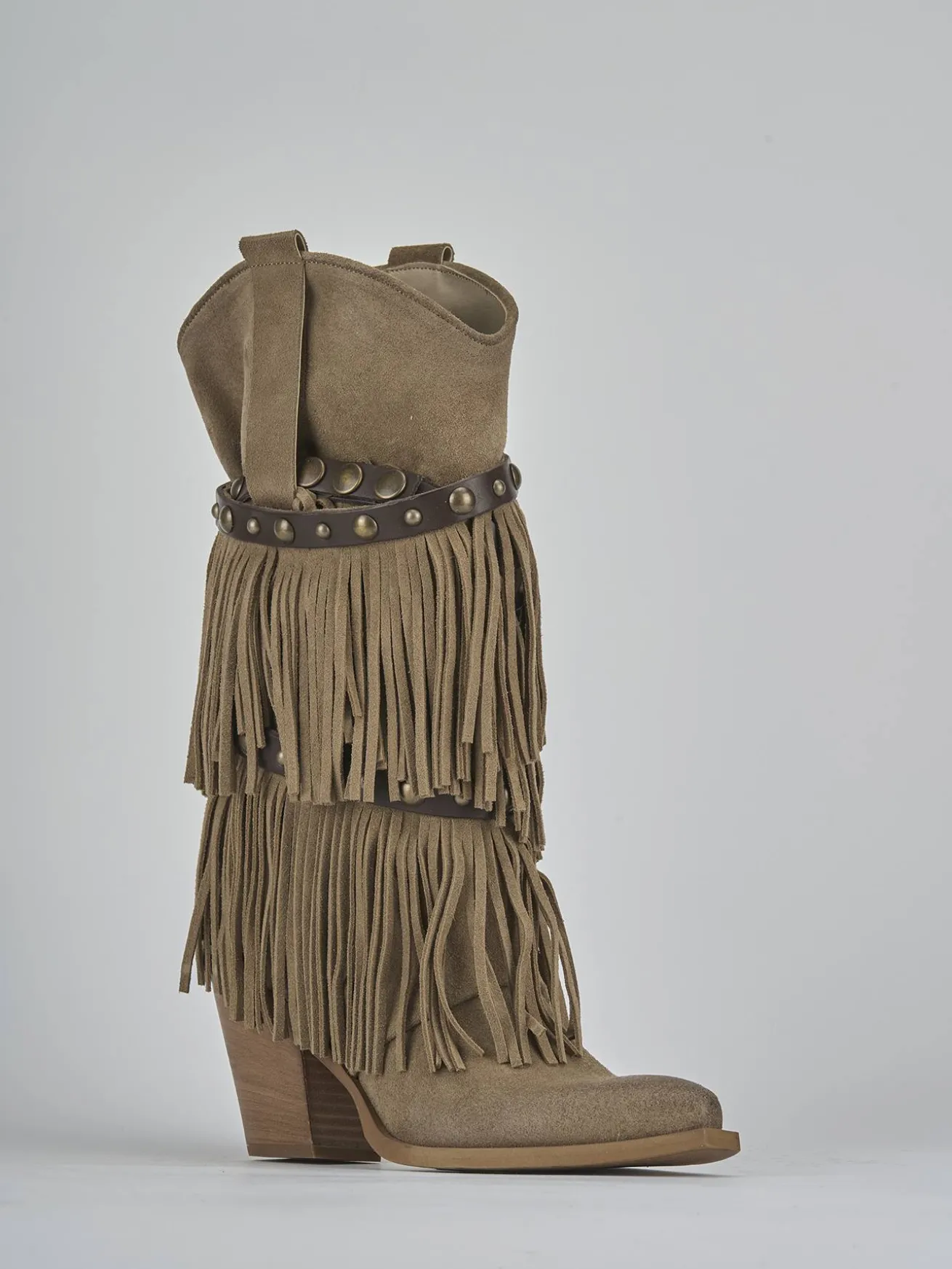 Stivali tacco 7cm camoscio beige