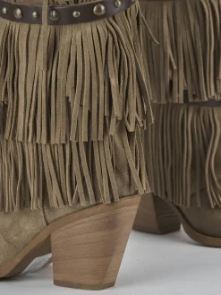 Stivali tacco 7cm camoscio beige