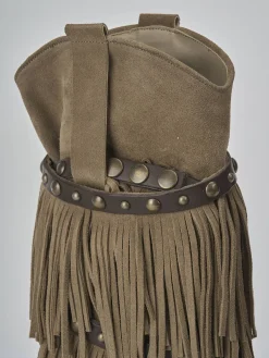 Stivali tacco 7cm camoscio beige