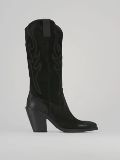 Stivali tacco 8cm camoscio nero