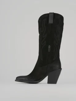 Stivali tacco 8cm camoscio nero