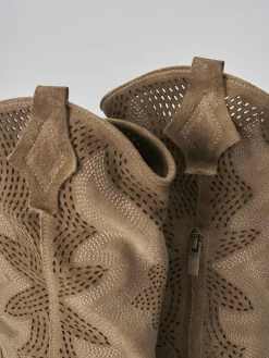 Stivali tacco 8cm camoscio beige