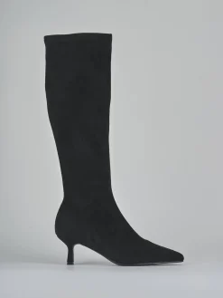 Stivali tacco 5cm camoscio sostenible nero