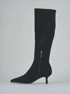 Stivali tacco 5cm camoscio sostenible nero