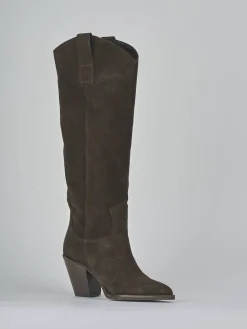 Stivali tacco 6cm camoscio testa