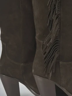 Stivali tacco 6cm camoscio testa