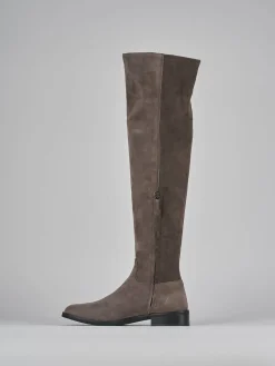 Stivali tacco 2cm camoscio beige