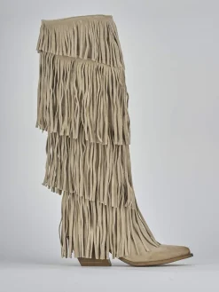 Stivali tacco 5cm camoscio beige