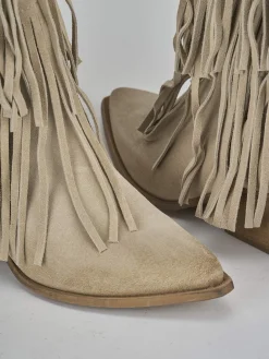 Stivali tacco 5cm camoscio beige