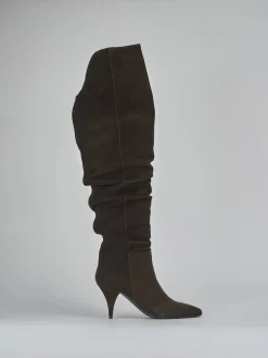 Stivali tacco 7cm camoscio testa