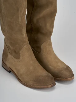 Stivali tacco 1cm camoscio beige