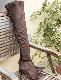 Stivali tacco 9cm camoscio testa