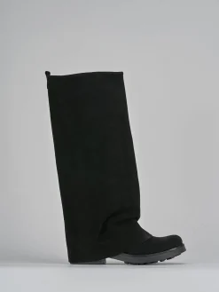 Stivali tacco 3cm camoscio nero