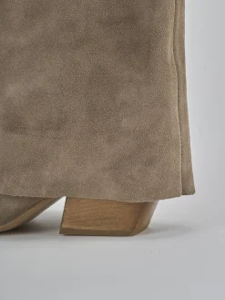 Stivali tacco 7cm camoscio beige