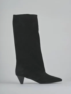 Stivali tacco 4cm camoscio nero