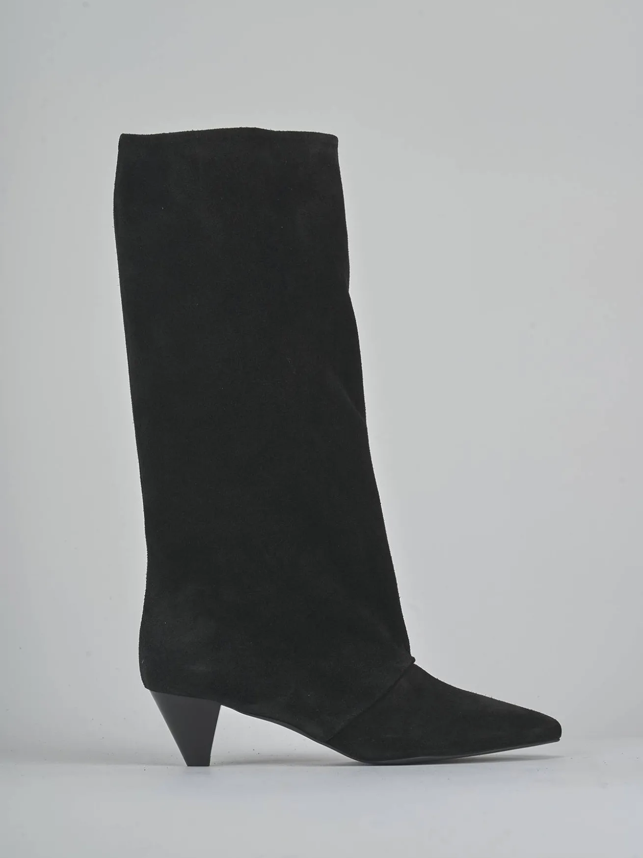 Stivali tacco 4cm camoscio nero