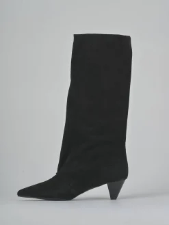 Stivali tacco 4cm camoscio nero